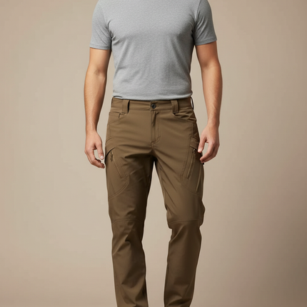 Pantalon Beige Tactique Homme Cargo Multi-poches Décontracté - Kaki Polyester