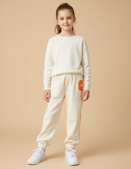 Pantalon Beige Côtelé Ample Décontracté Enfant - Cordé