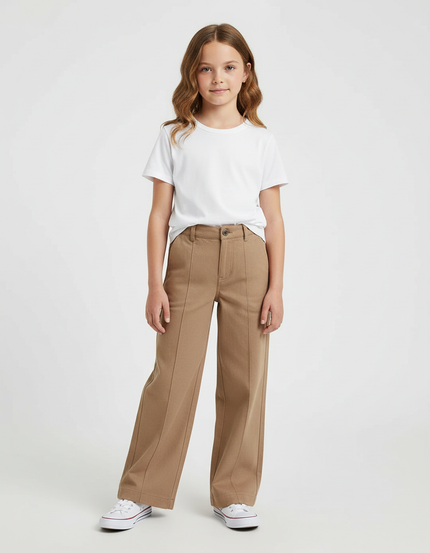 Pantalon Beige Droit Ample Décontracté Enfant - Toile