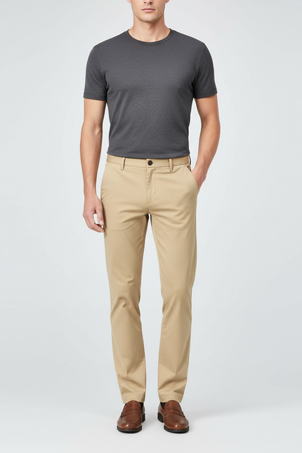 Pantalon Beige Homme Slim Extensible Chino Décontracté - Gabardine
