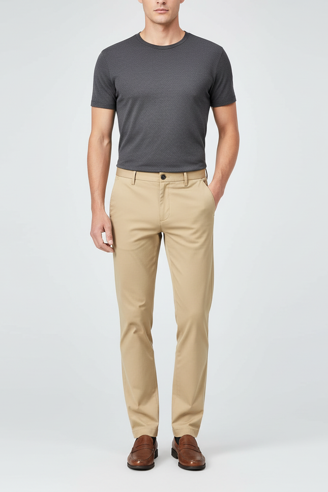 Pantalon Beige Homme Slim Extensible Chino Décontracté - Gabardine