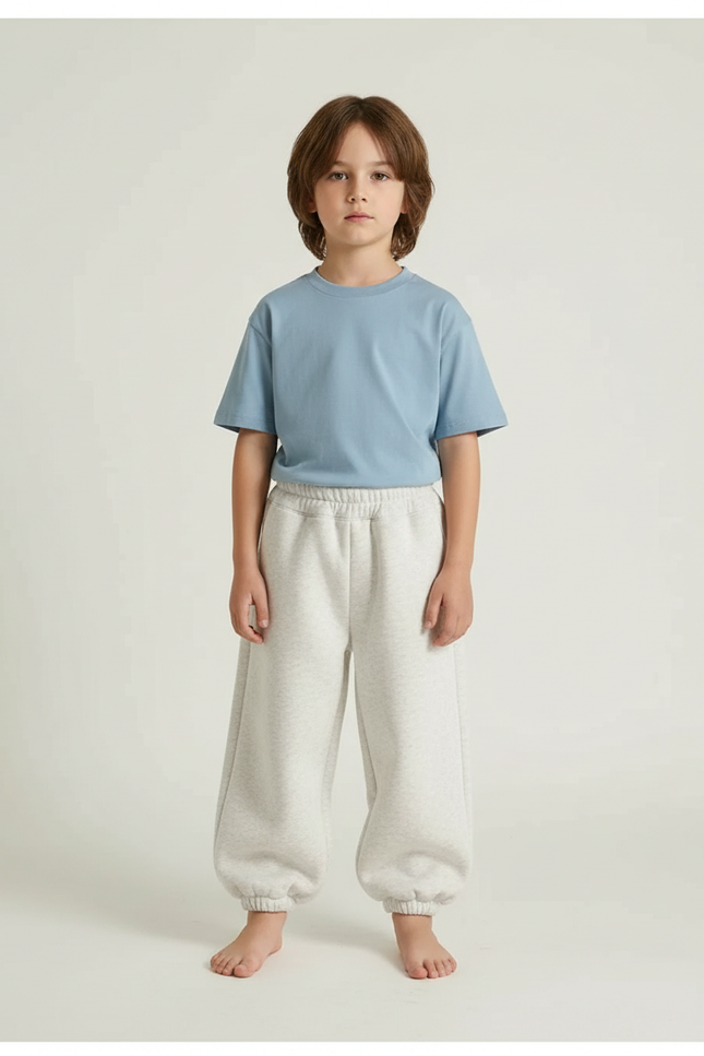 Pantalon Beige Polaire Ample Enfant Sportif - Gris Molleton