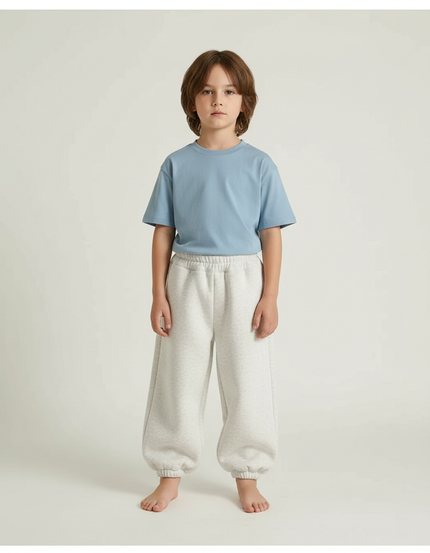 Pantalon Beige Polaire Ample Enfant Sportif - Gris Molleton