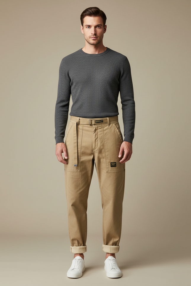 Pantalon Battle Homme Beige - Gabardine