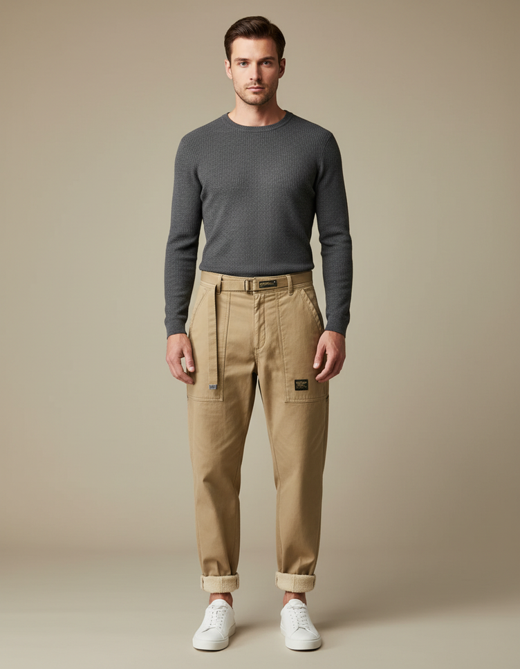 Pantalon Battle Homme Beige - Gabardine