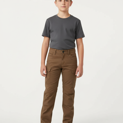 Pantalon Beige Cargo Tactique Robuste Garçon - Marron Toile
