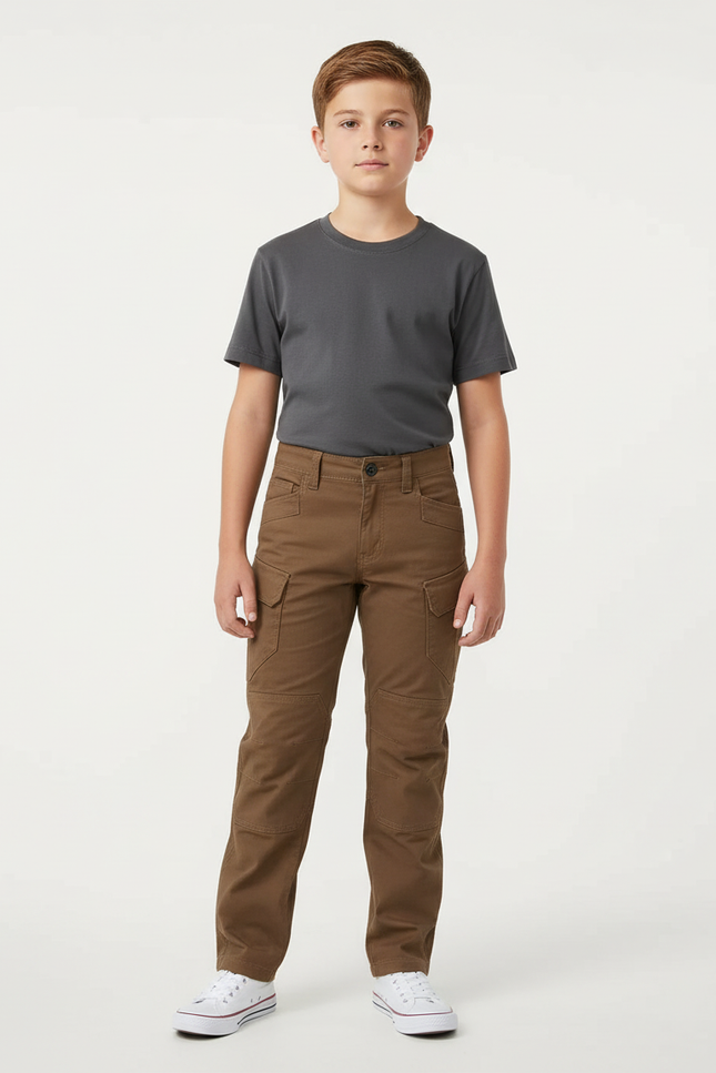 Pantalon Beige Cargo Tactique Robuste Garçon - Marron Toile