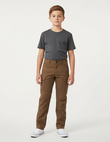 Pantalon Beige Cargo Tactique Robuste Garçon - Marron Toile