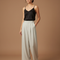 Pantalon Beige Fluide Ample Taille Haute Plissé Discret - Gris Viscose