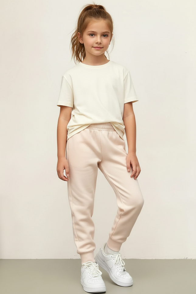 Pantalon Beige Molletonné Confortable Jogging Sport Enfant