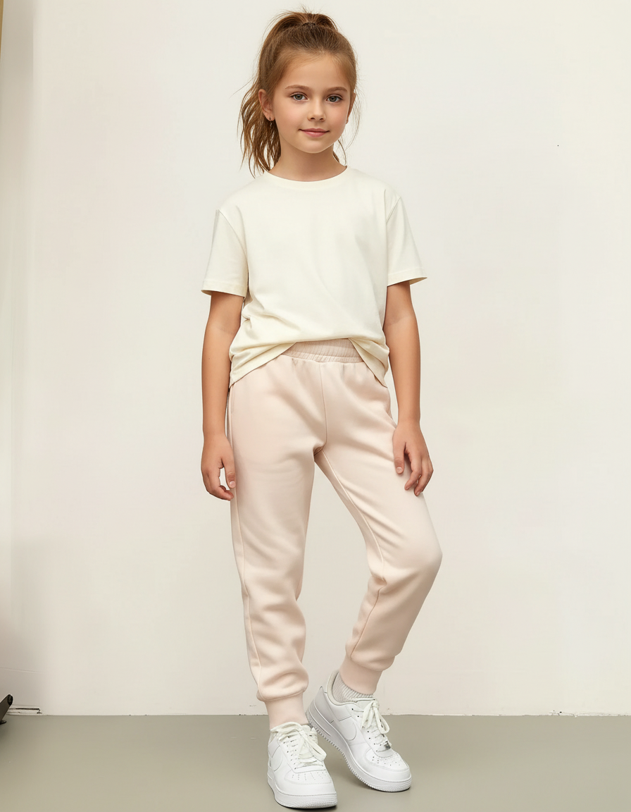 Pantalon Beige Molletonné Confortable Jogging Sport Enfant
