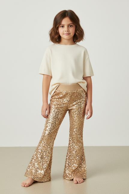 Pantalon Sequin Beige - Doré Maille