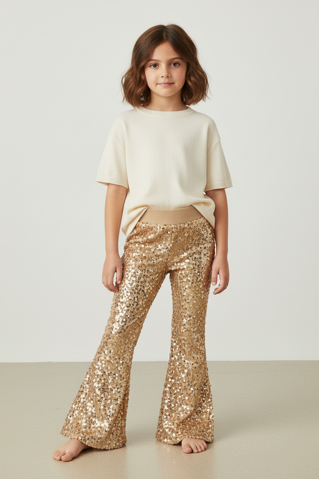 Pantalon Sequin Beige - Doré Maille