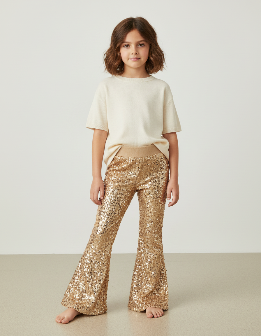 Pantalon Sequin Beige - Doré Maille