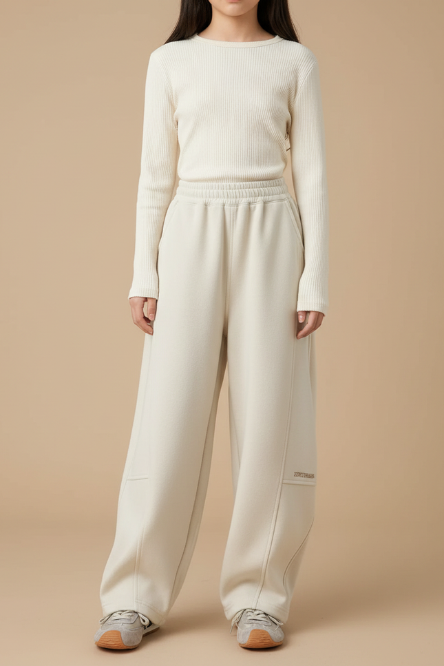 Pantalon Beige Ample Coton Sport Enfant - Molleton