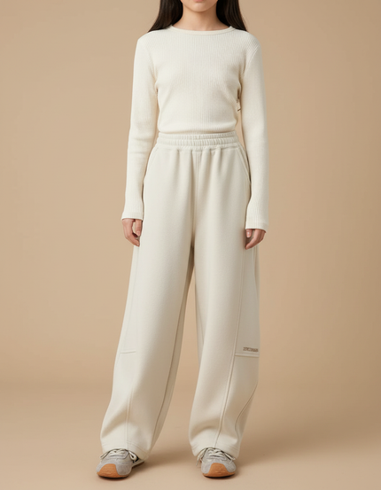 Pantalon Beige Ample Coton Sport Enfant - Molleton
