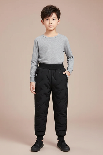 Pantalon Beige Matelassé Noir Chaud Enfant - Polyester