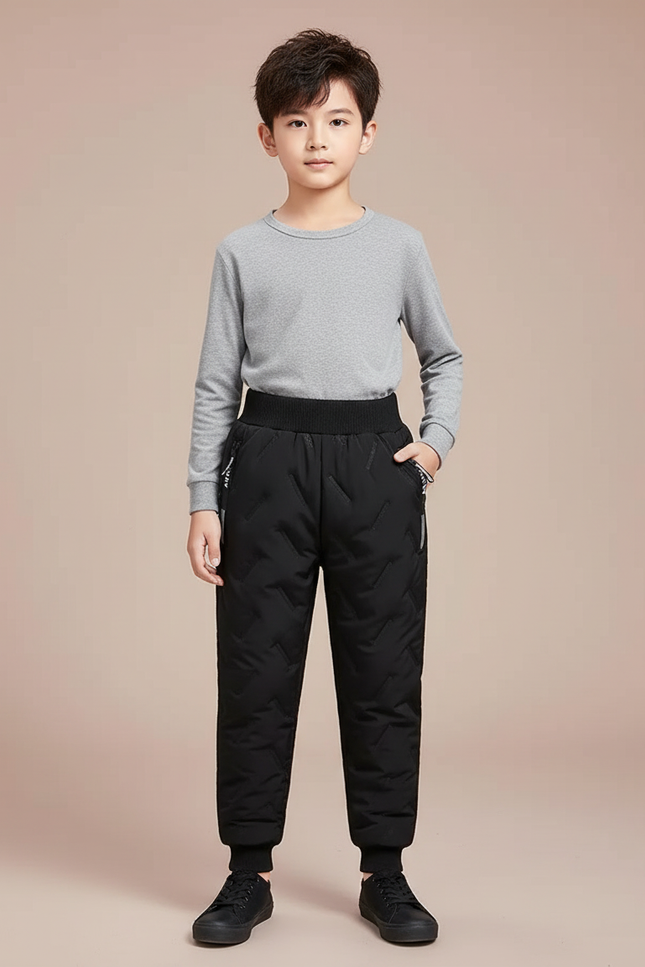 Pantalon Beige Matelassé Noir Chaud Enfant - Polyester