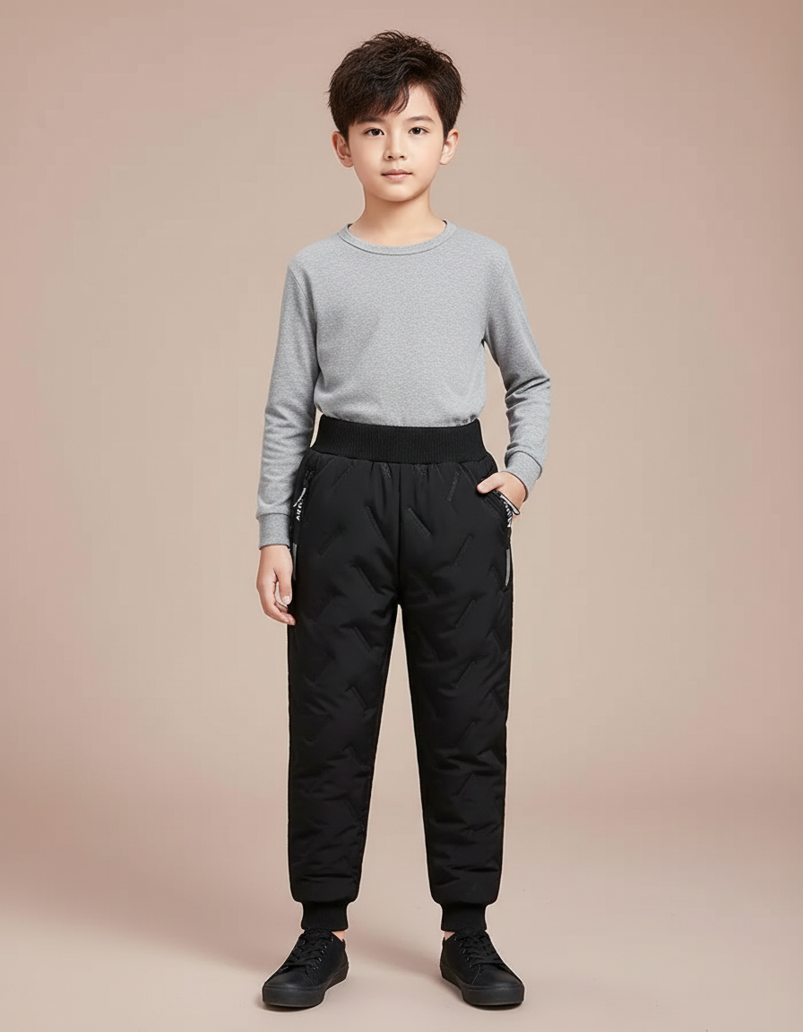 Pantalon Beige Matelassé Noir Chaud Enfant - Polyester