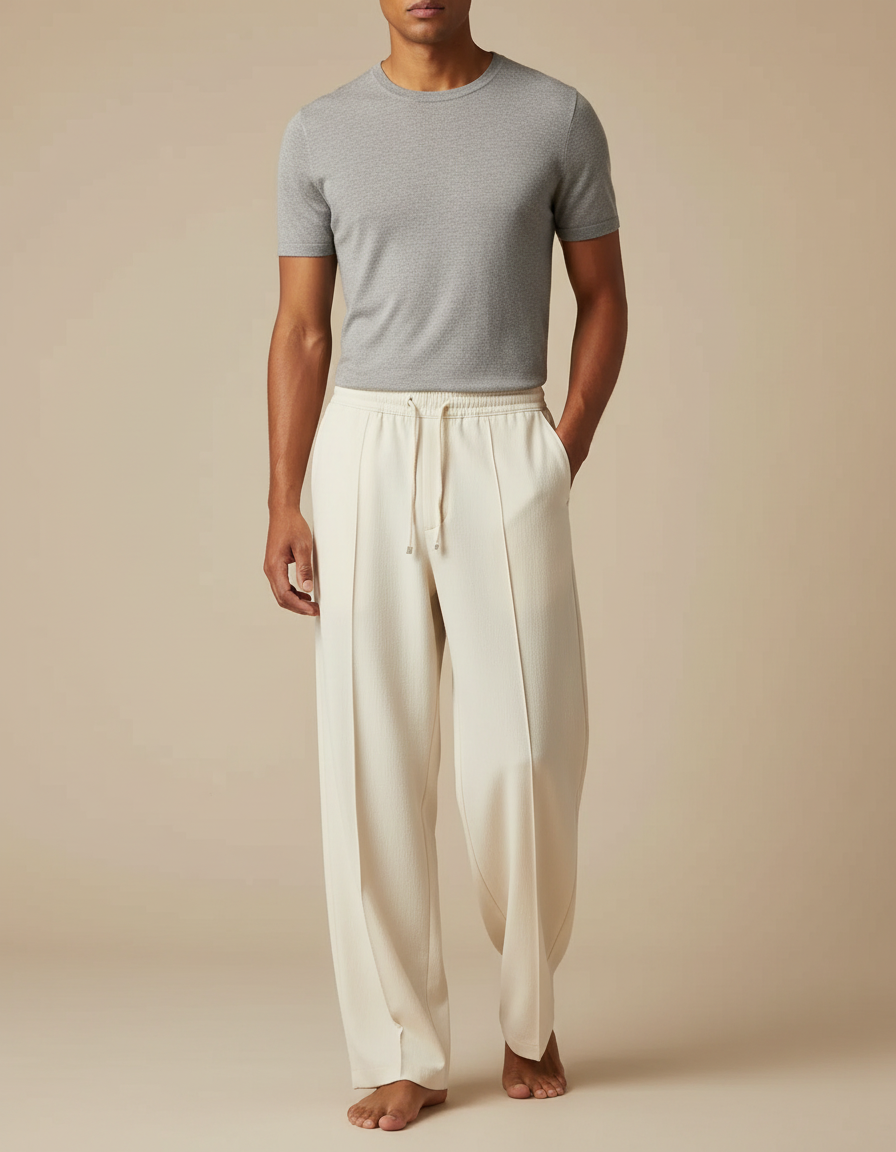 Pantalon Beige Oversize Homme - Maille