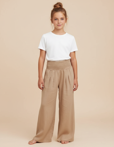 Pantalon Beige Fille Lin