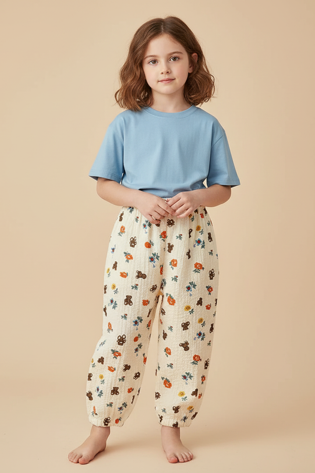 Pantalon Gaze De Coton Beige