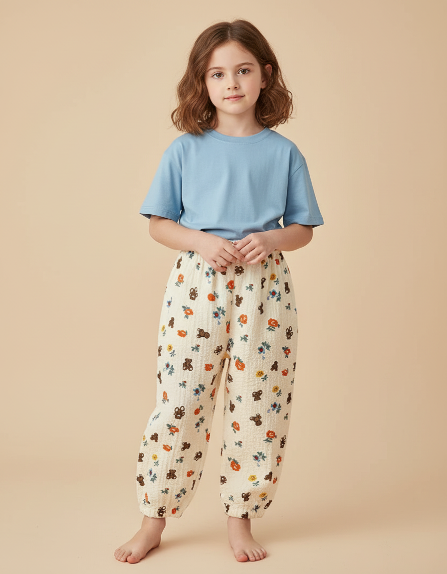 Pantalon Gaze De Coton Beige