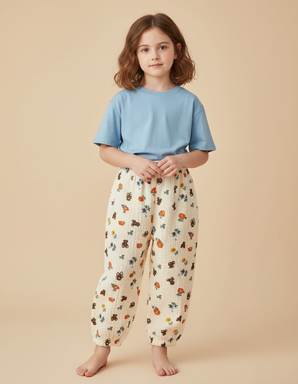 Pantalon Gaze De Coton Beige