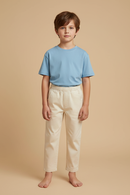 Pantalon Beige Coton Droit Décontracté Enfant