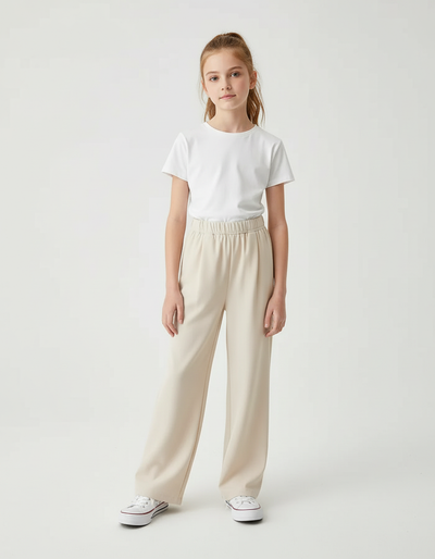 Pantalon Beige Fille Fluide
