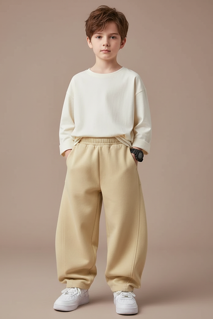 Pantalon Boyfriend Beige - Molleton