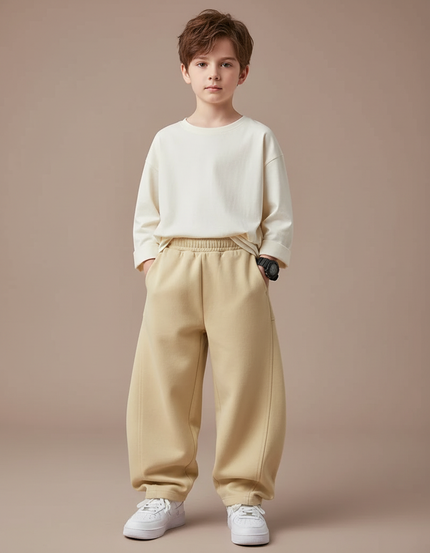 Pantalon Boyfriend Beige - Molleton