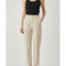 Pantalon Beige Élégant Plissé Taille Haute Femme - Gabardine