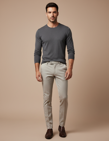 Pantalon Cigarette Beige - Gabardine