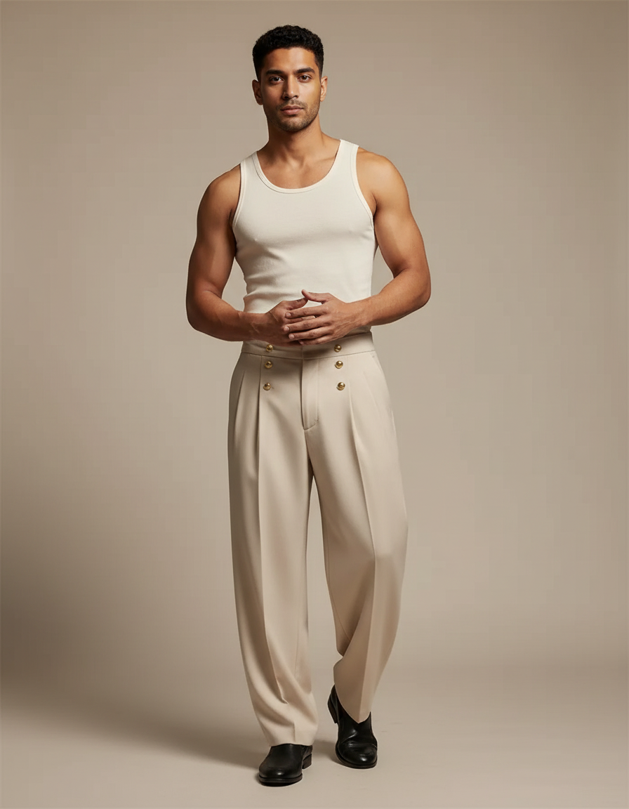 Pantalon Beige Vintage - Gabardine