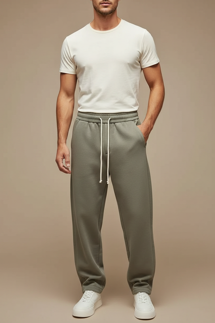 Pantalon Beige Kaki Ample Coton Décontracté Homme - Molleton