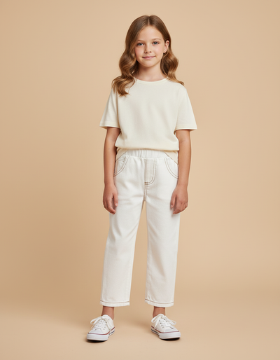 Pantalon Beige Fille Droit