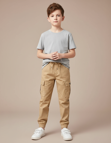 Pantalon Beige Cargo Coton Décontracté Garçon