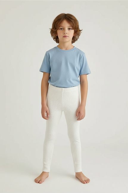 Pantalon Beige Côtelé Élastique Coton Enfant - Maille