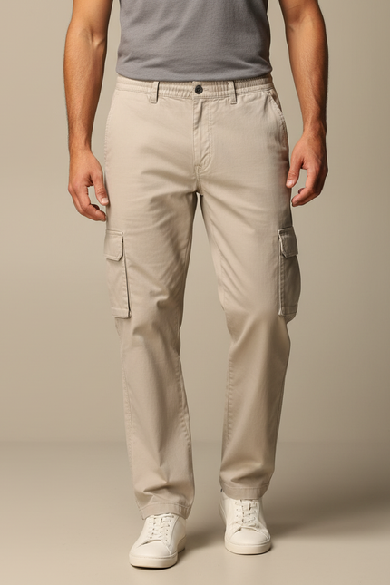 Pantalon Beige Cargo Coton Homme Décontracté
