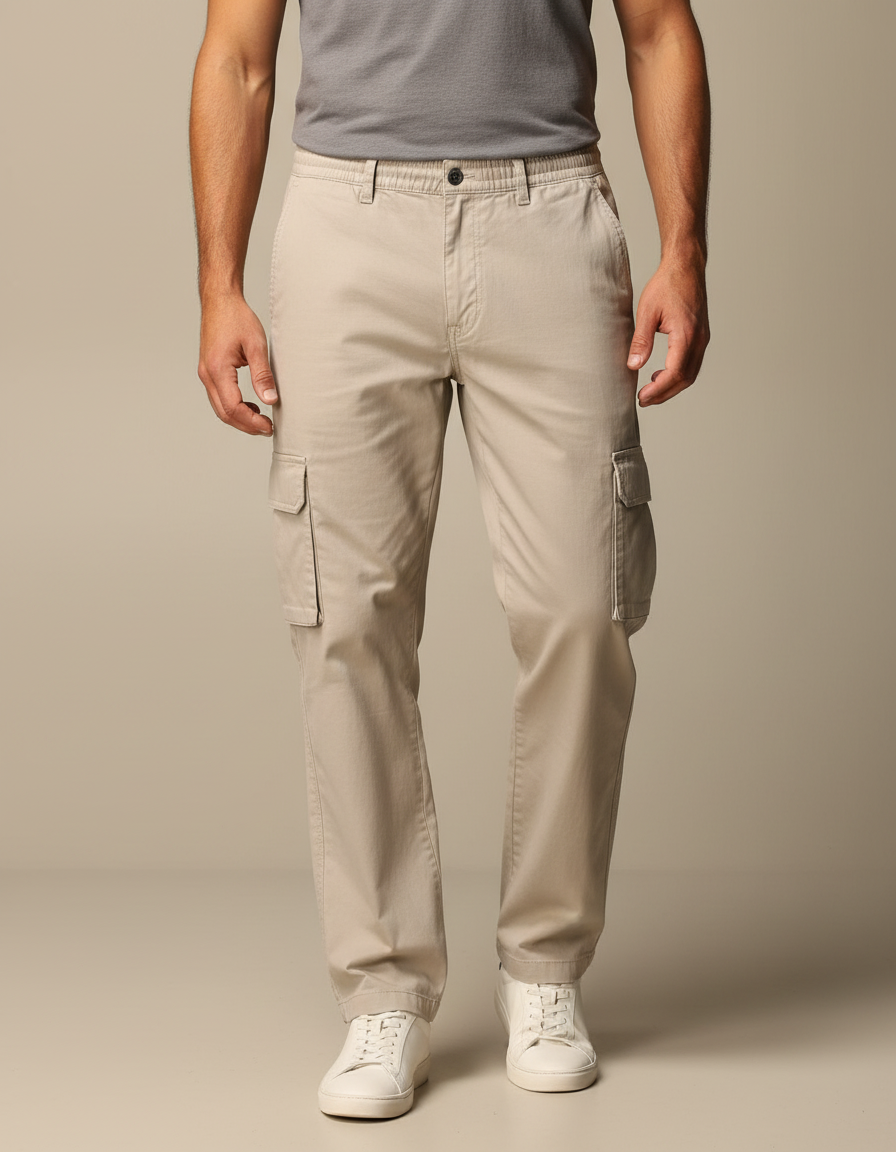 Pantalon Beige Cargo Coton Homme Décontracté