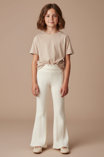 Pantalon Patte D'éléphant Beige - Maille