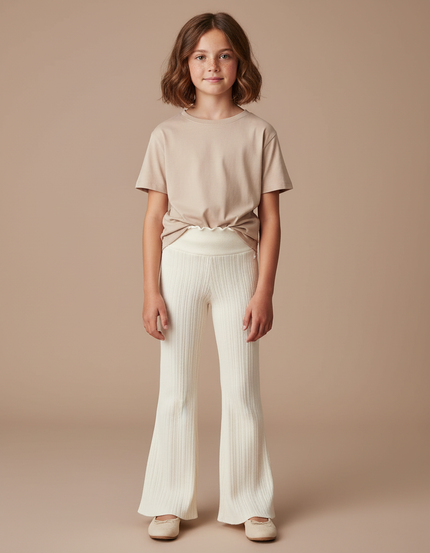 Pantalon Patte D'éléphant Beige - Maille