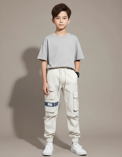 Pantalon Beige Cargo Multipoches Décontracté Enfant - Toile