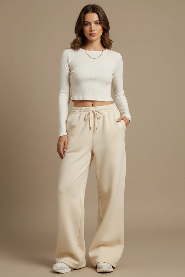 Pantalon Beige Blanc - Molleton