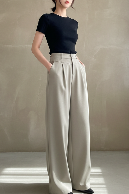 Pantalon Beige Casual - Gabardine