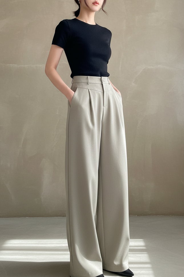 Pantalon Beige Casual - Gabardine