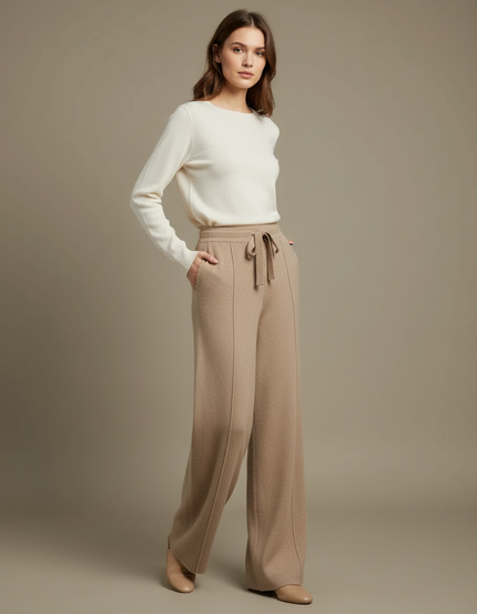 Pantalon Flanelle Beige Femme - Laine