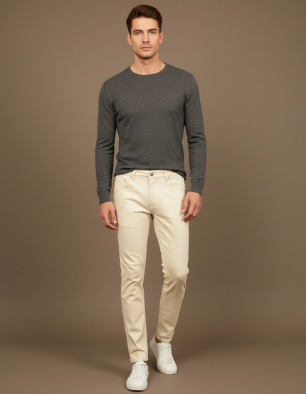 Pantalon Slim Beige Homme - Coton