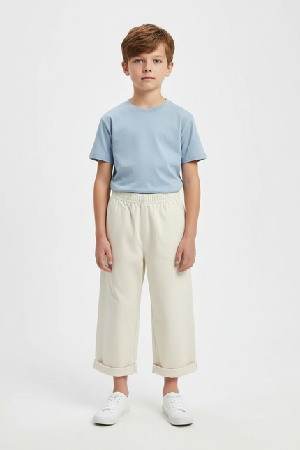 Pantalon Beige Ample Coton Décontracté Enfant - Molleton